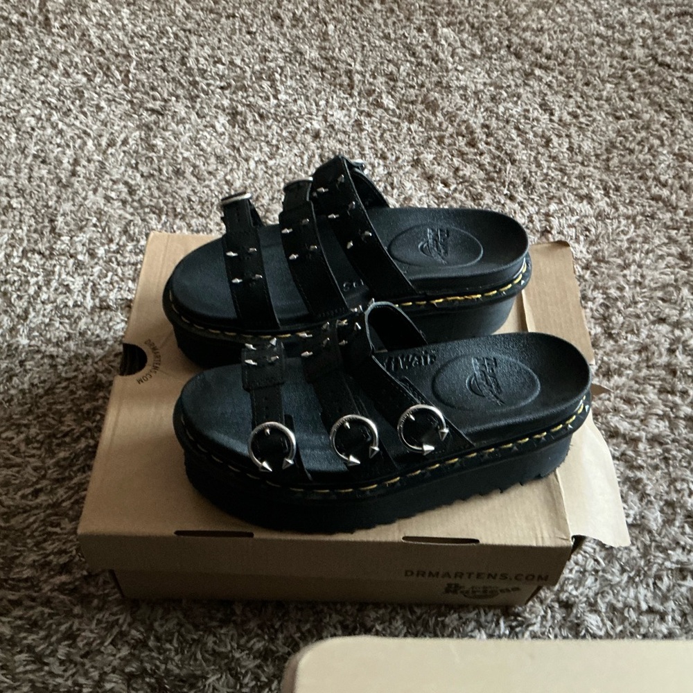Dr. Martens Black Studded Platform Sandals